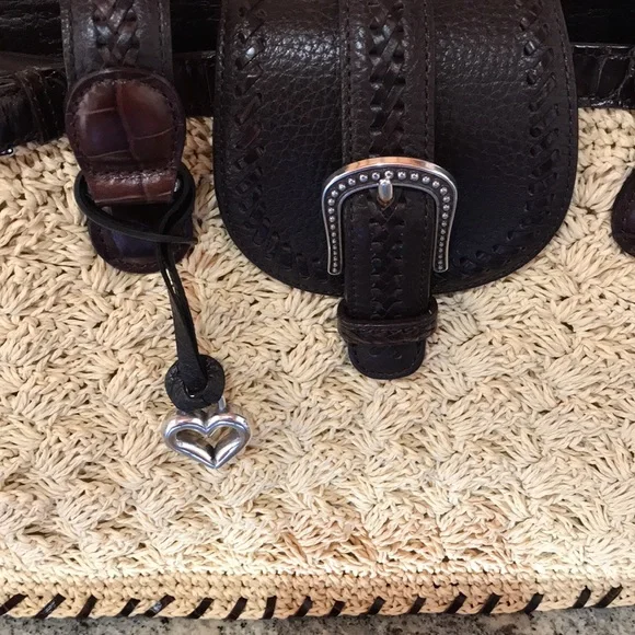 NWT Brighton Patience style Straw and Leather Handbag with shoulder strap - Picture 2 of 11